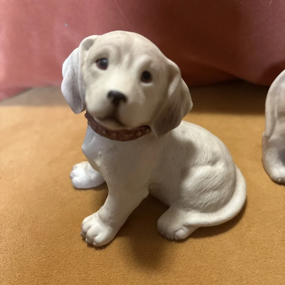Vintage Homco 1408 Yellow Labrador Retriever Puppy Figurines